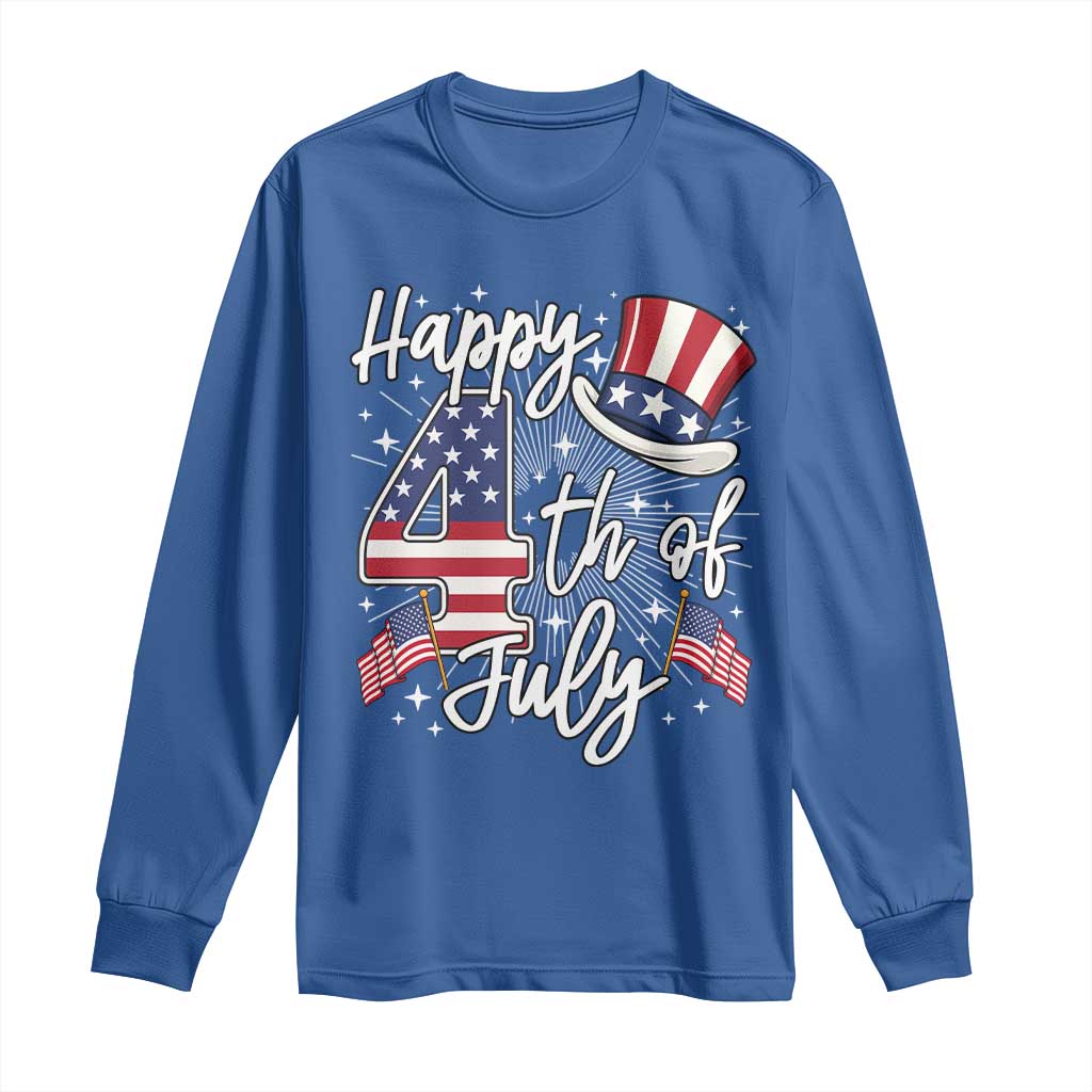 Happy 4th Of July Long Sleeve Shirt Patriotic American Flag USA TS10 Royal Blue Print Your Wear