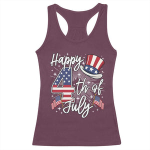 Happy 4th Of July Racerback Tank Top Patriotic American Flag USA TS10 Maroon Print Your Wear