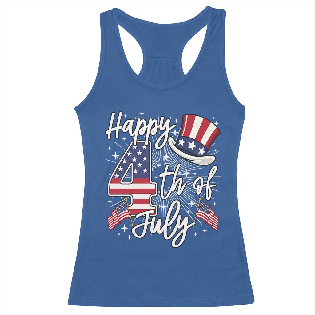 Happy 4th Of July Racerback Tank Top Patriotic American Flag USA TS10 Royal Blue Print Your Wear