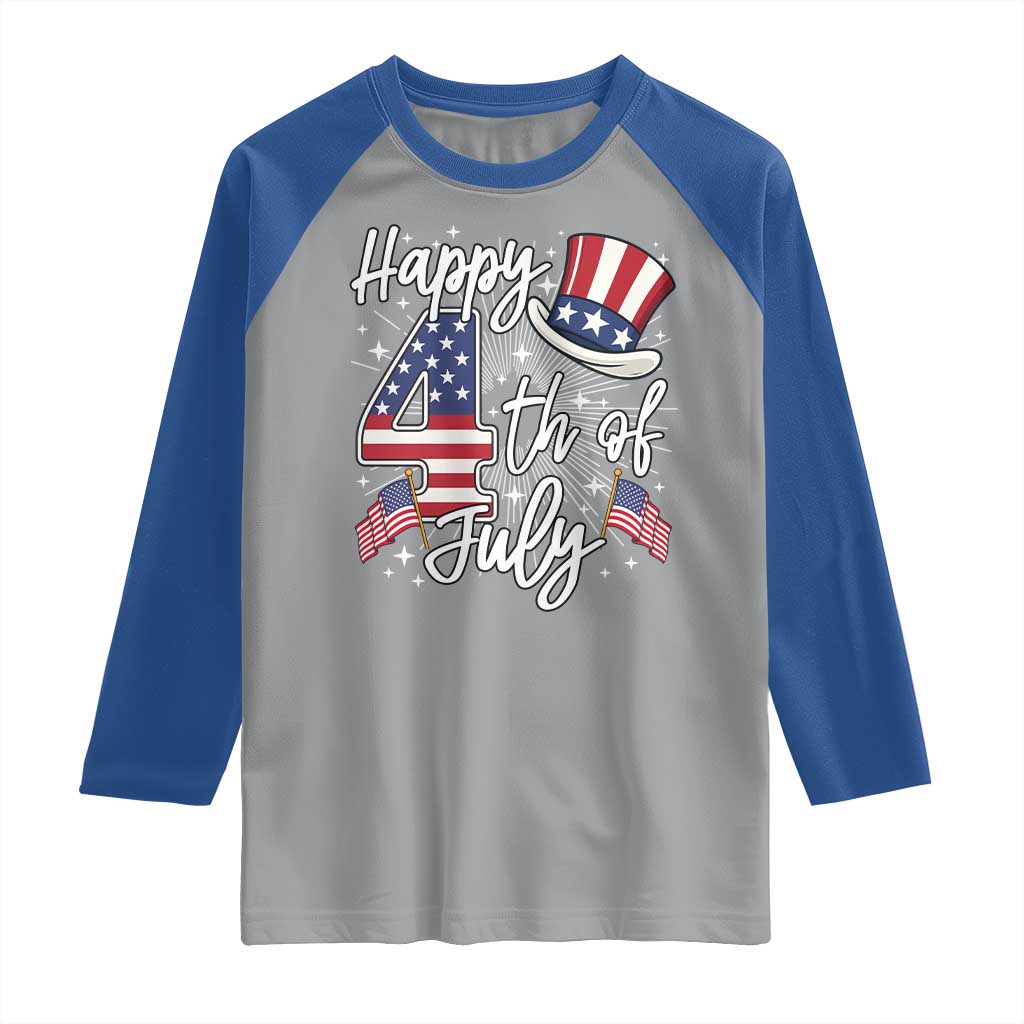 Happy 4th Of July Raglan Shirt Patriotic American Flag USA TS10 Sport Gray Royal Print Your Wear