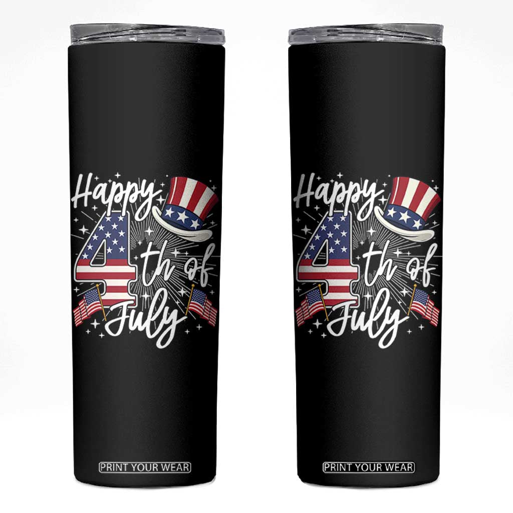 Happy 4th Of July Skinny Tumbler Patriotic American Flag USA TS10 Black Print Your Wear