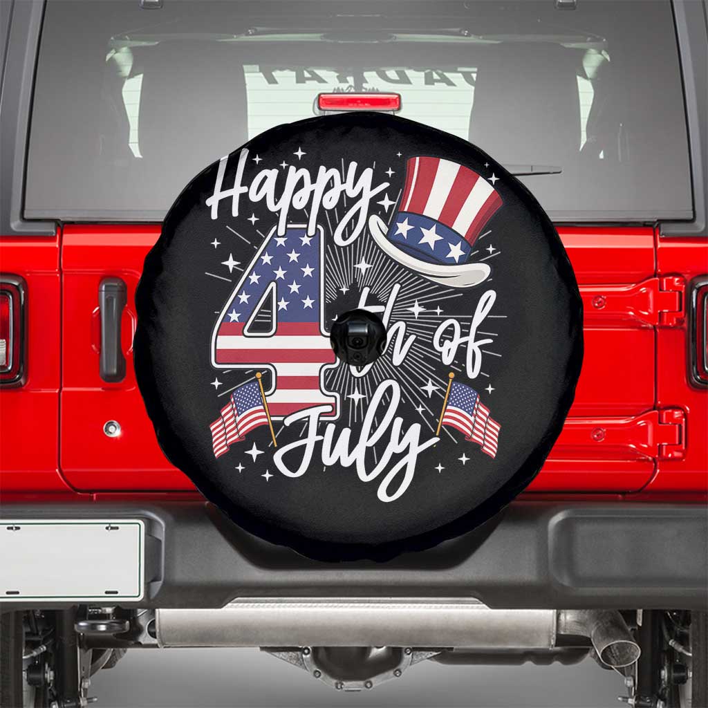 Happy 4th Of July Spare Tire Cover Patriotic American Flag USA TS10 Black Print Your Wear
