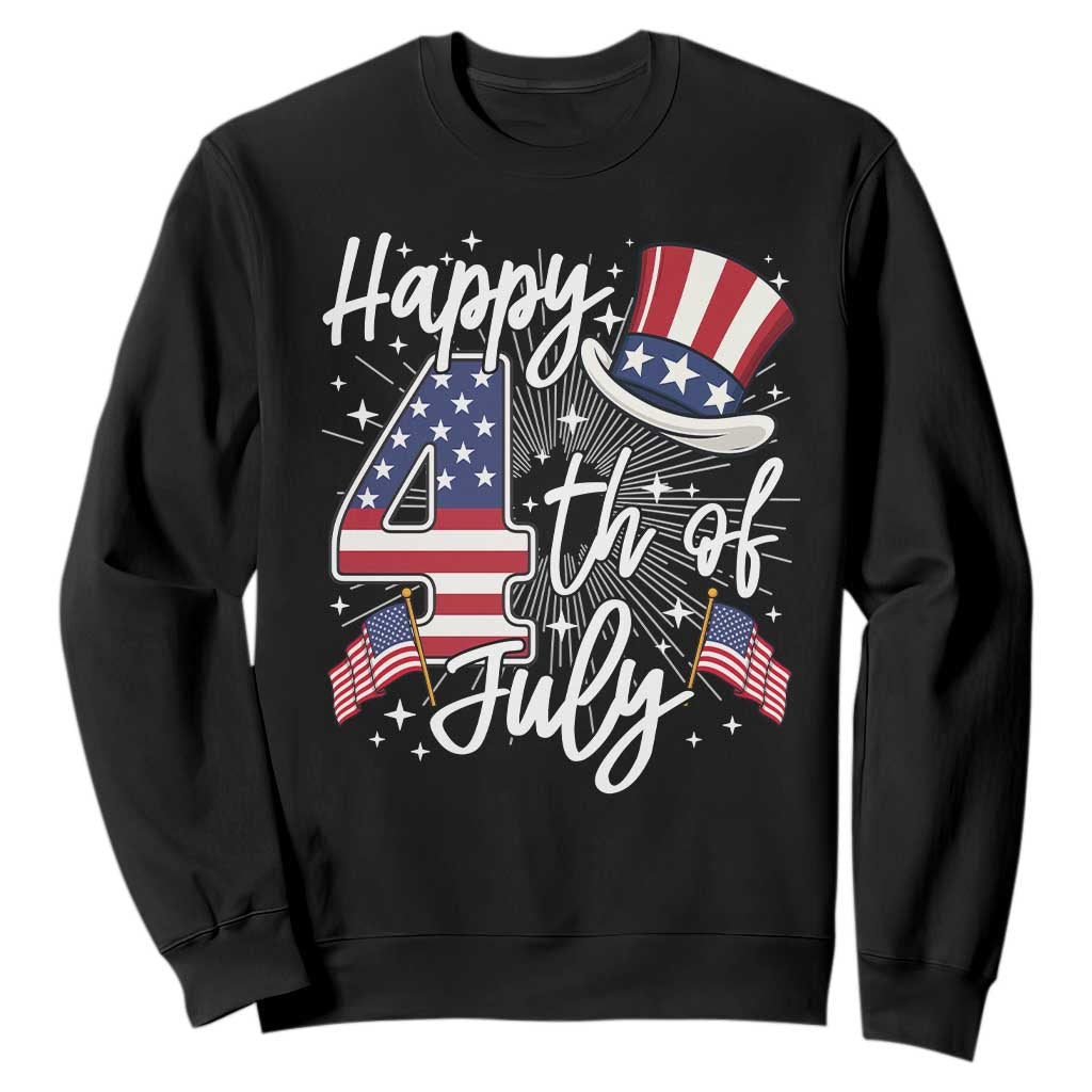 Happy 4th Of July Sweatshirt Patriotic American Flag USA TS10 Black Print Your Wear