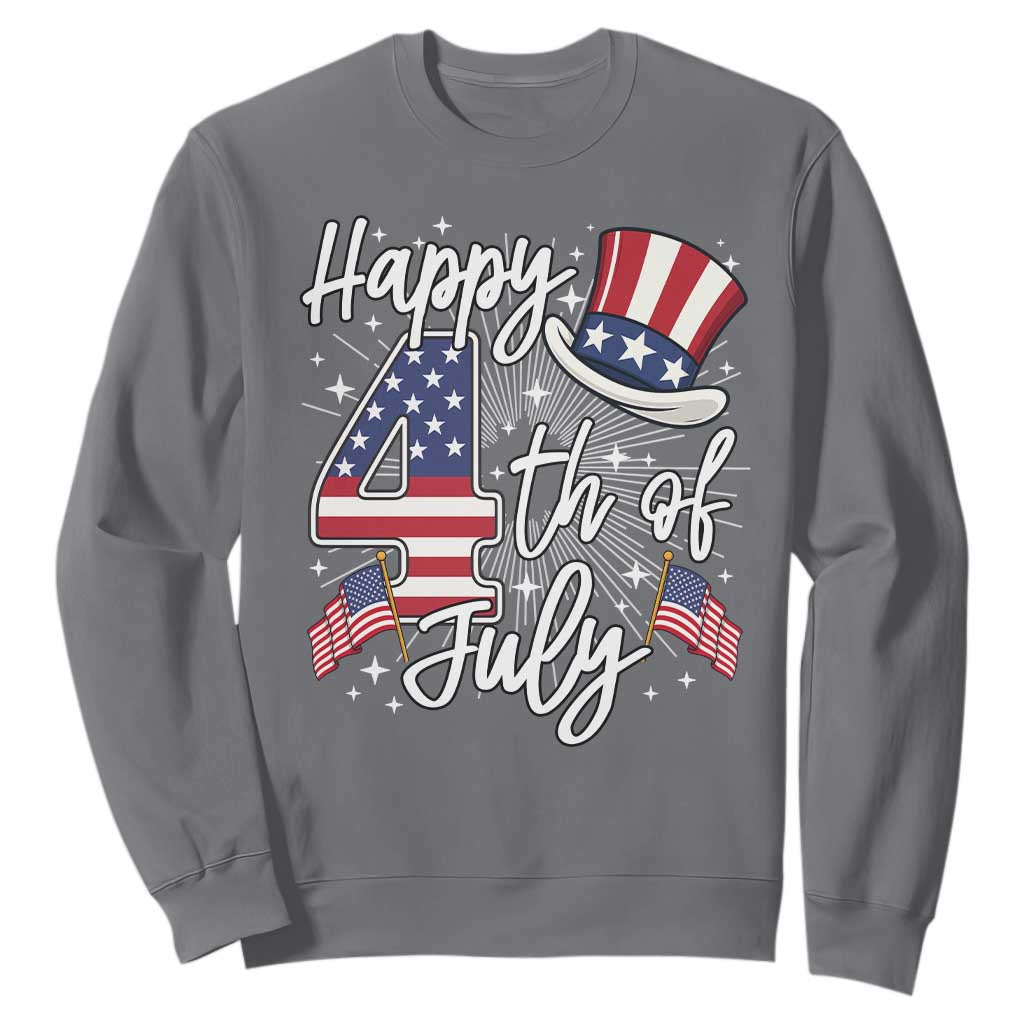 Happy 4th Of July Sweatshirt Patriotic American Flag USA TS10 Charcoal Print Your Wear