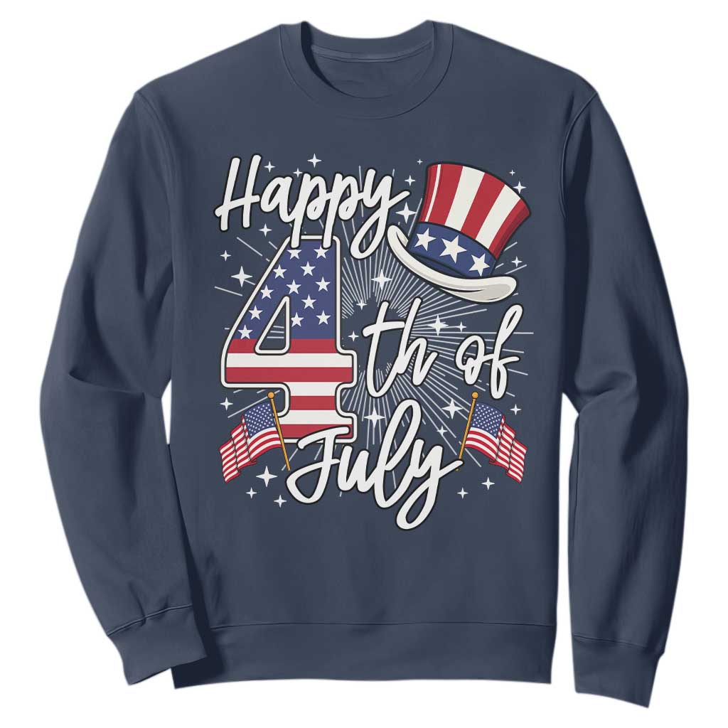 Happy 4th Of July Sweatshirt Patriotic American Flag USA TS10 Navy Print Your Wear