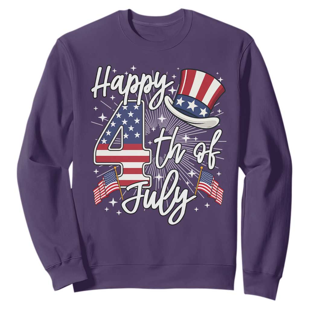 Happy 4th Of July Sweatshirt Patriotic American Flag USA TS10 Purple Print Your Wear