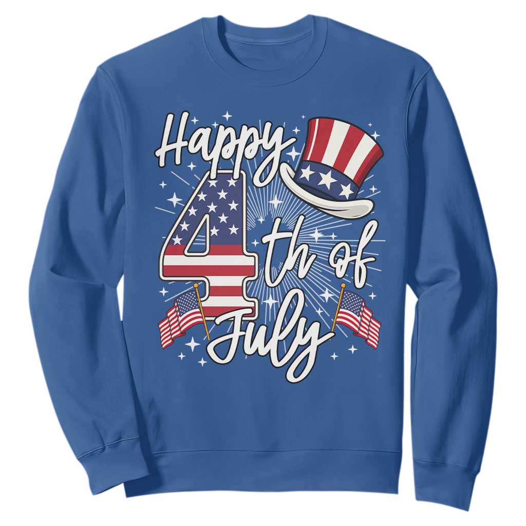 Happy 4th Of July Sweatshirt Patriotic American Flag USA TS10 Royal Blue Print Your Wear