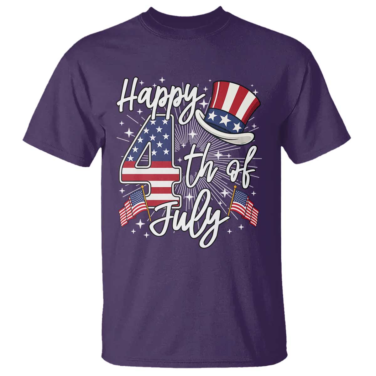 Happy 4th Of July T Shirt Patriotic American Flag USA TS10 Purple Print Your Wear