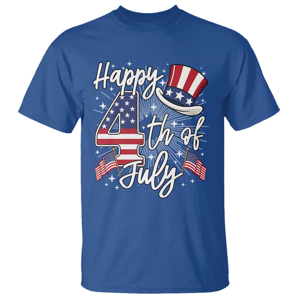 Happy 4th Of July T Shirt Patriotic American Flag USA TS10 Royal Blue Print Your Wear