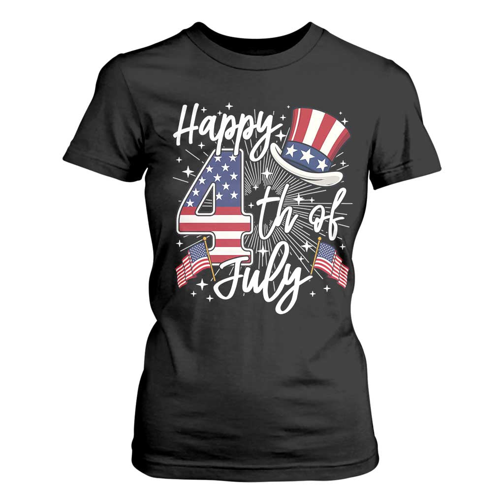 Happy 4th Of July T Shirt For Women Patriotic American Flag USA TS10 Black Print Your Wear