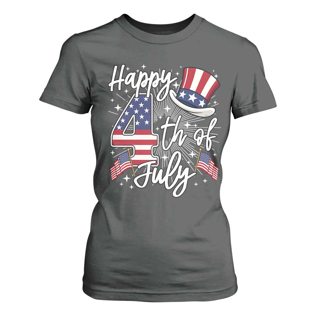 Happy 4th Of July T Shirt For Women Patriotic American Flag USA TS10 Dark Heather Print Your Wear