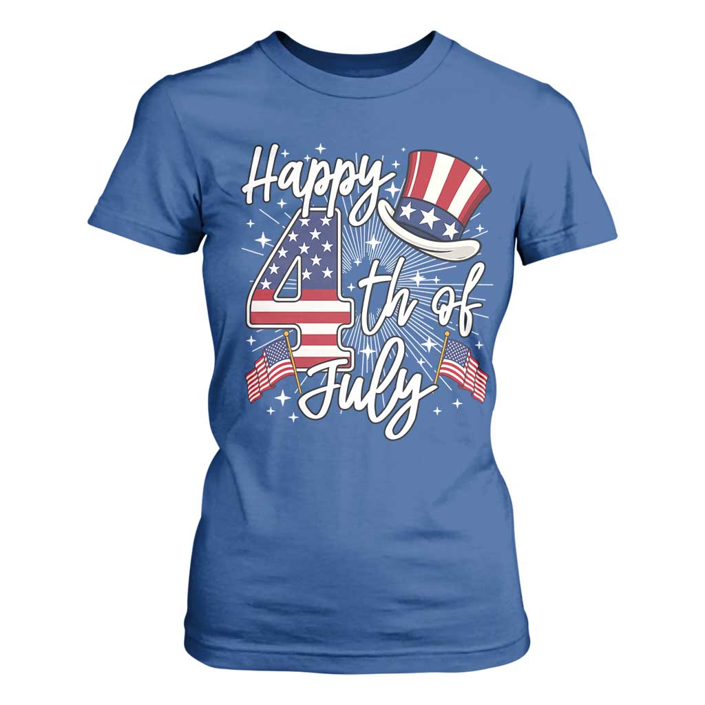 Happy 4th Of July T Shirt For Women Patriotic American Flag USA TS10 Royal Blue Print Your Wear