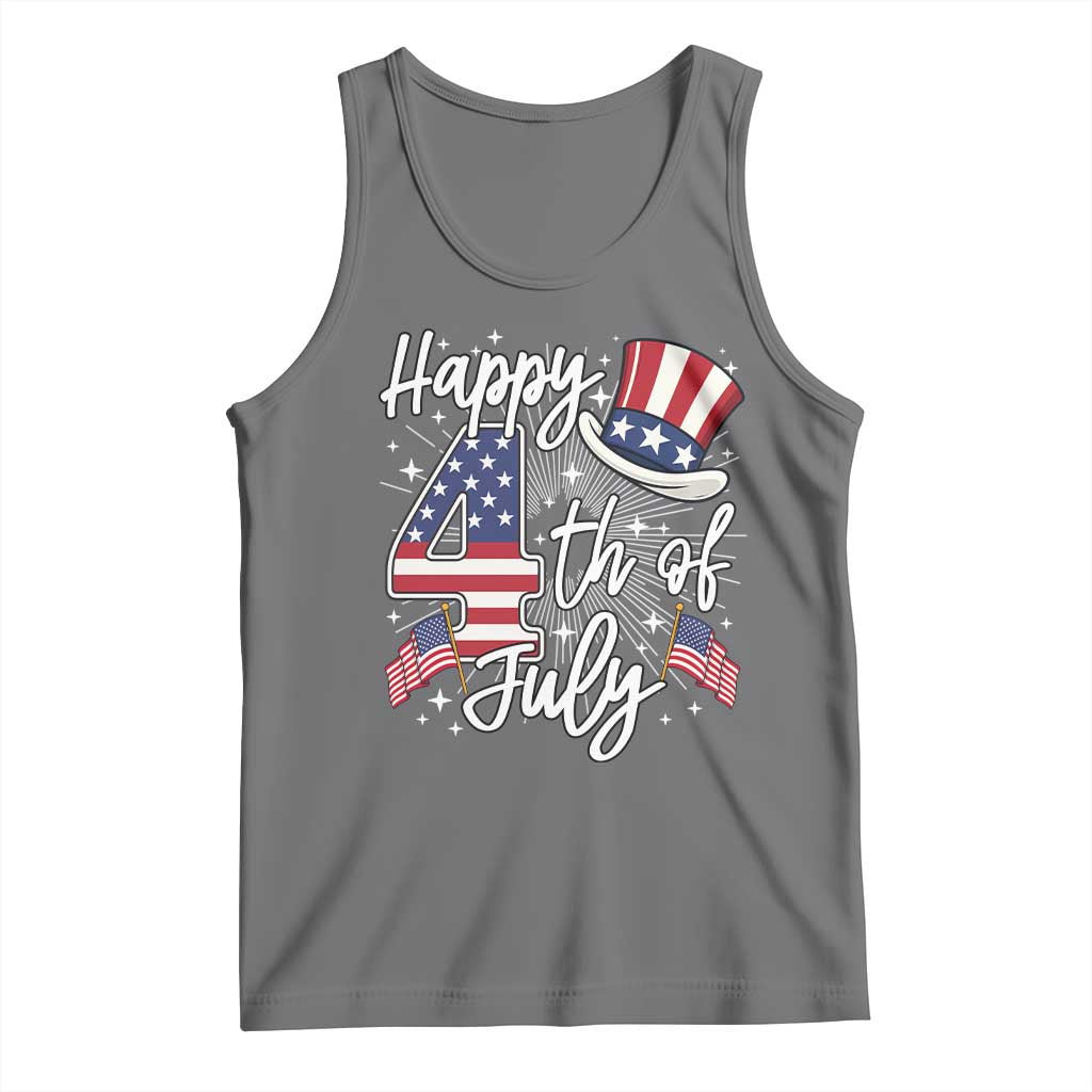 Happy 4th Of July Tank Top Patriotic American Flag USA TS10 Black Heather Print Your Wear