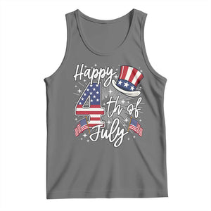 Happy 4th Of July Tank Top Patriotic American Flag USA TS10 Black Heather Print Your Wear