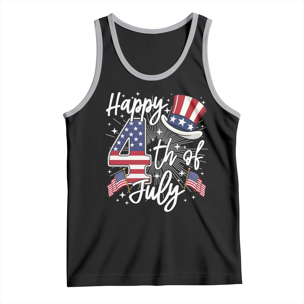Happy 4th Of July Tank Top Patriotic American Flag USA TS10 Black Athletic Heather Print Your Wear