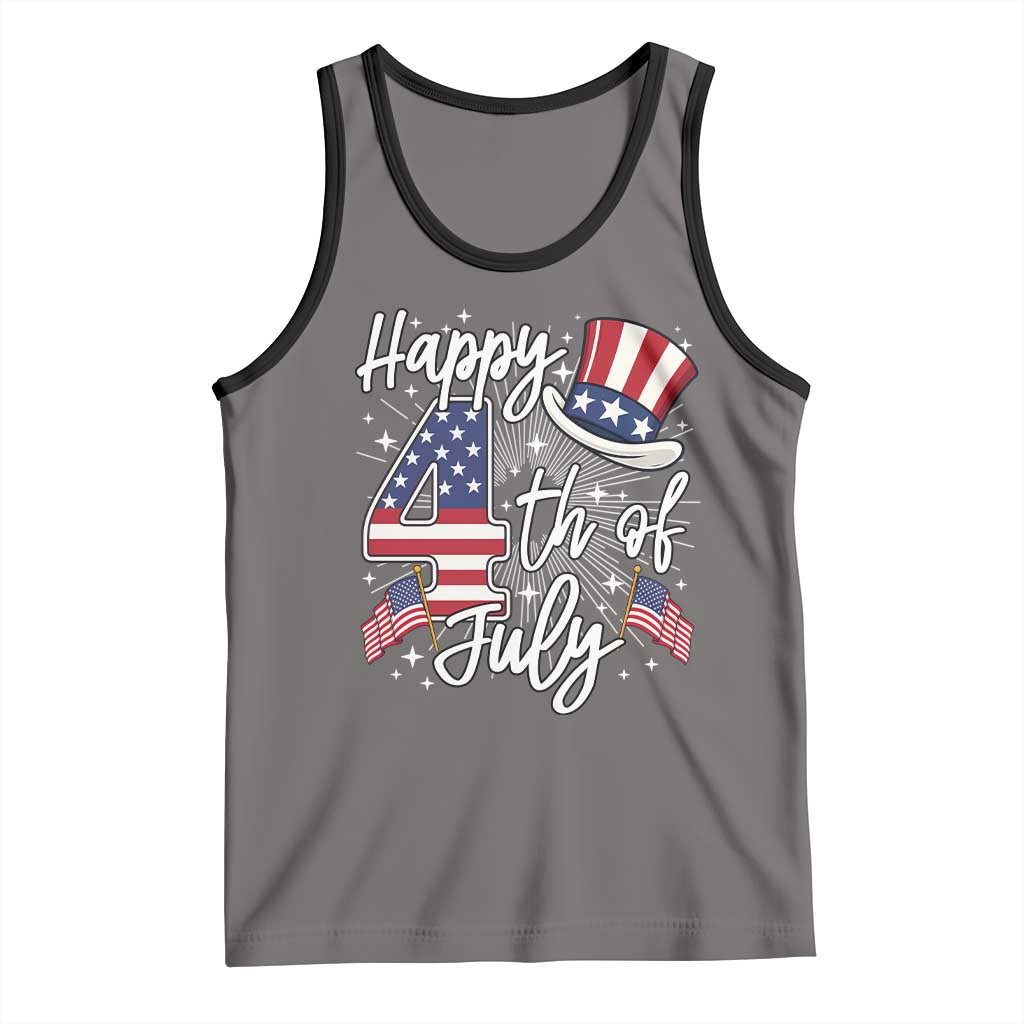 Happy 4th Of July Tank Top Patriotic American Flag USA TS10 Deep Heather Black Print Your Wear