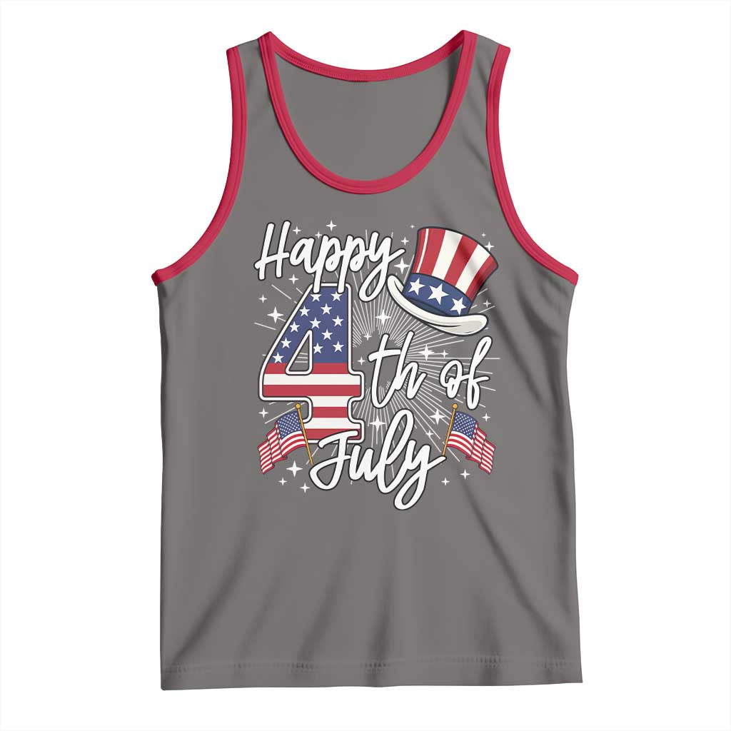 Happy 4th Of July Tank Top Patriotic American Flag USA TS10 Deep Heather Red Print Your Wear