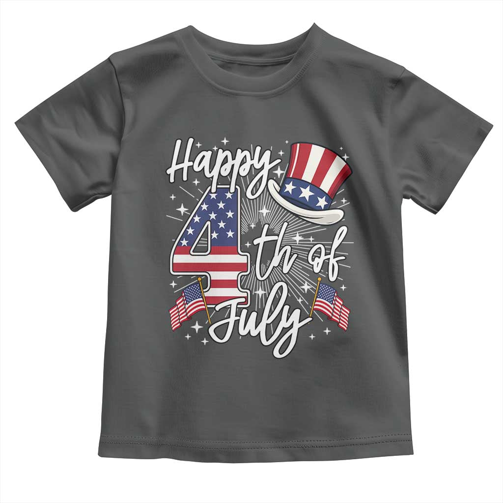 Happy 4th Of July Toddler T Shirt Patriotic American Flag USA TS10 Dark Heather Print Your Wear