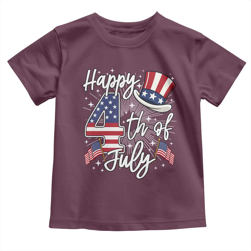 Happy 4th Of July Toddler T Shirt Patriotic American Flag USA TS10 Maroon Print Your Wear