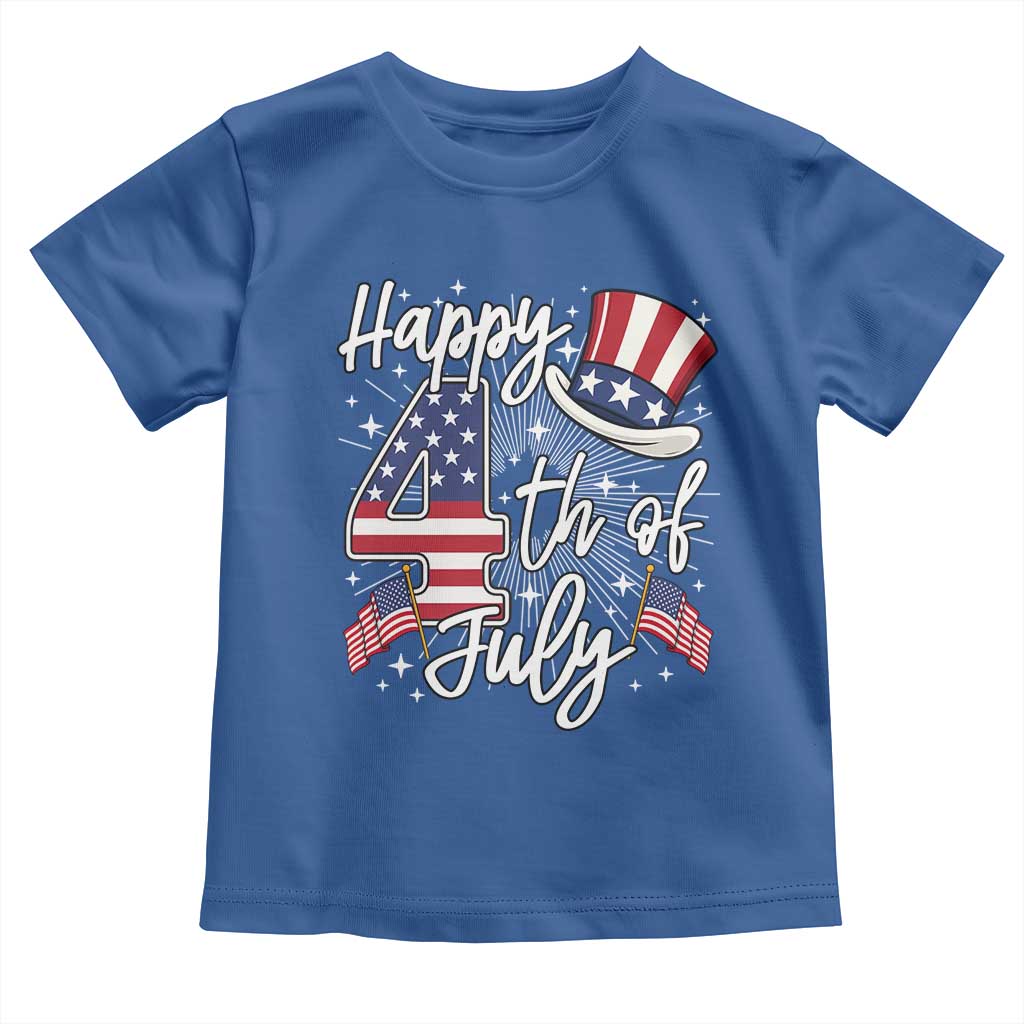 Happy 4th Of July Toddler T Shirt Patriotic American Flag USA TS10 Royal Blue Print Your Wear