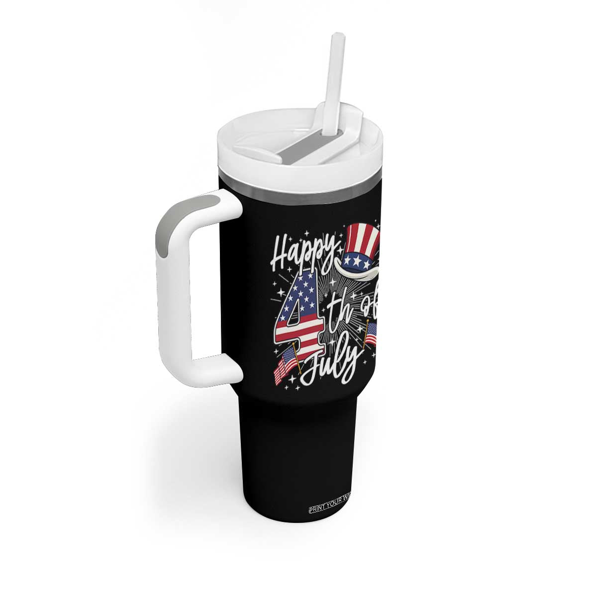 Happy 4th Of July Tumbler With Handle Patriotic American Flag USA TS10 Print Your Wear