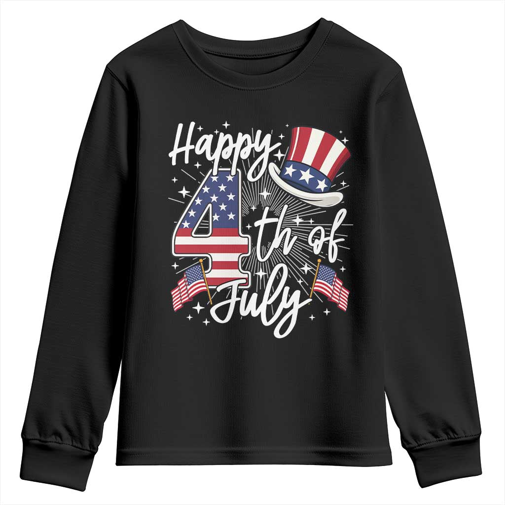 Happy 4th Of July Youth Sweatshirt Patriotic American Flag USA TS10 Black Print Your Wear