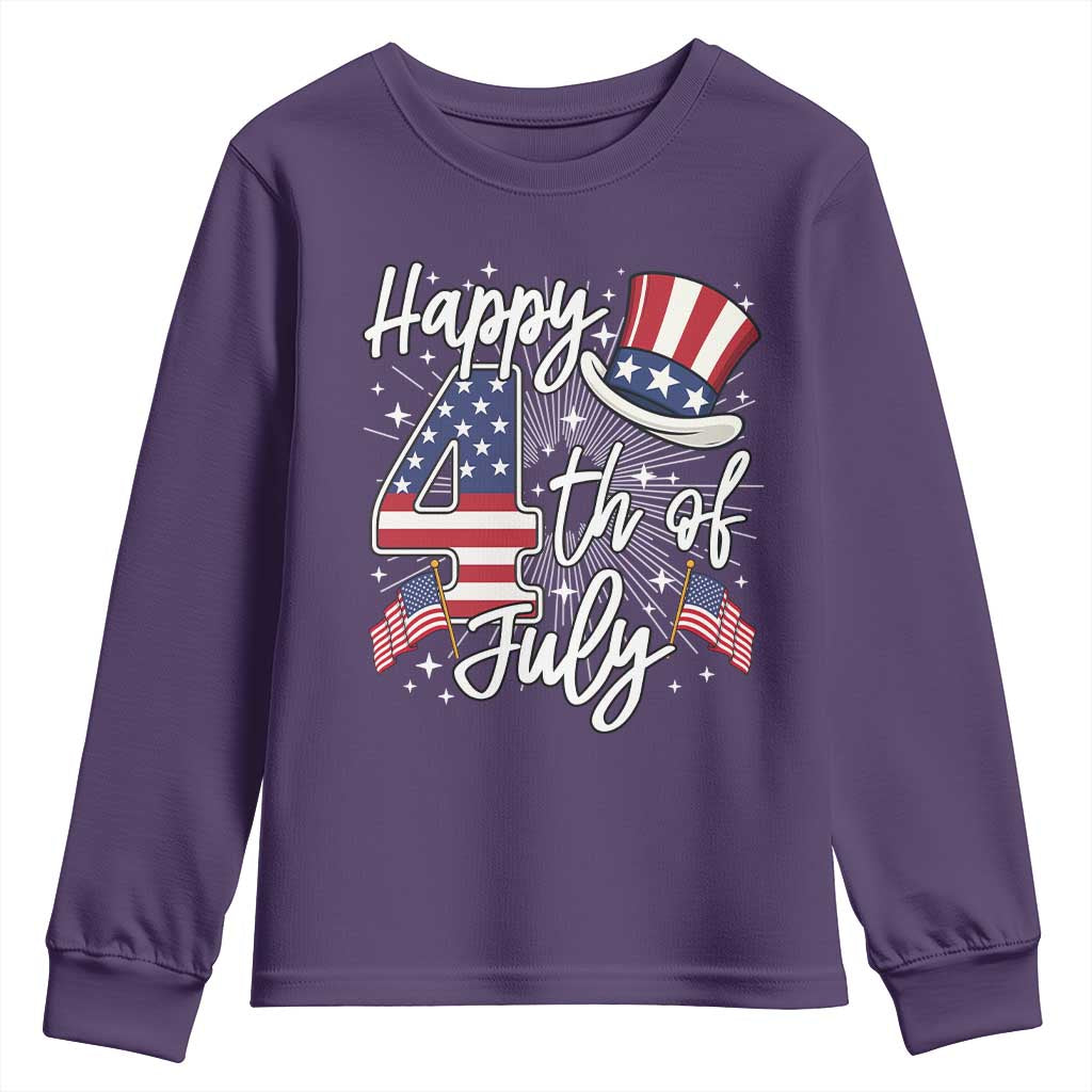 Happy 4th Of July Youth Sweatshirt Patriotic American Flag USA TS10 Purple Print Your Wear
