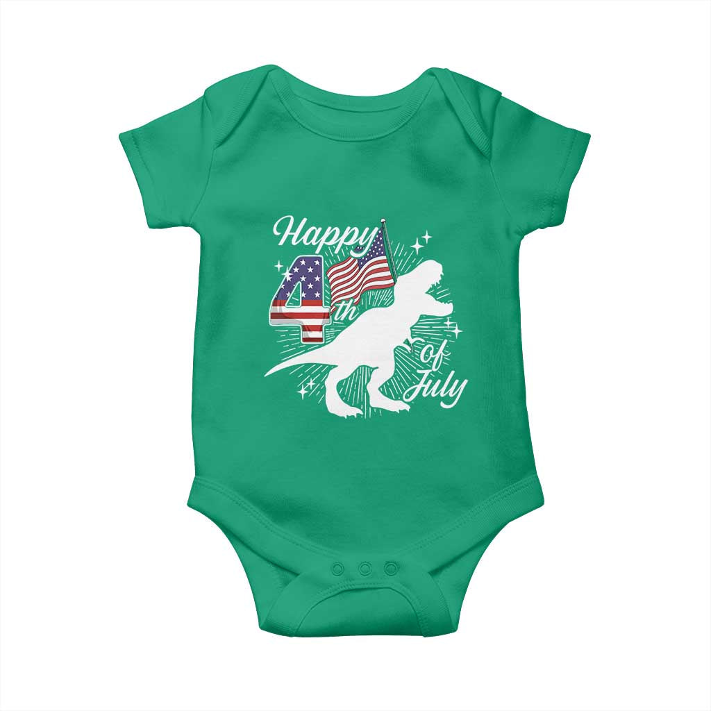 Dinosaur Happy 4th of July Baby Onesie Patriotic American Flag USA TS10 Irish Green Print Your Wear