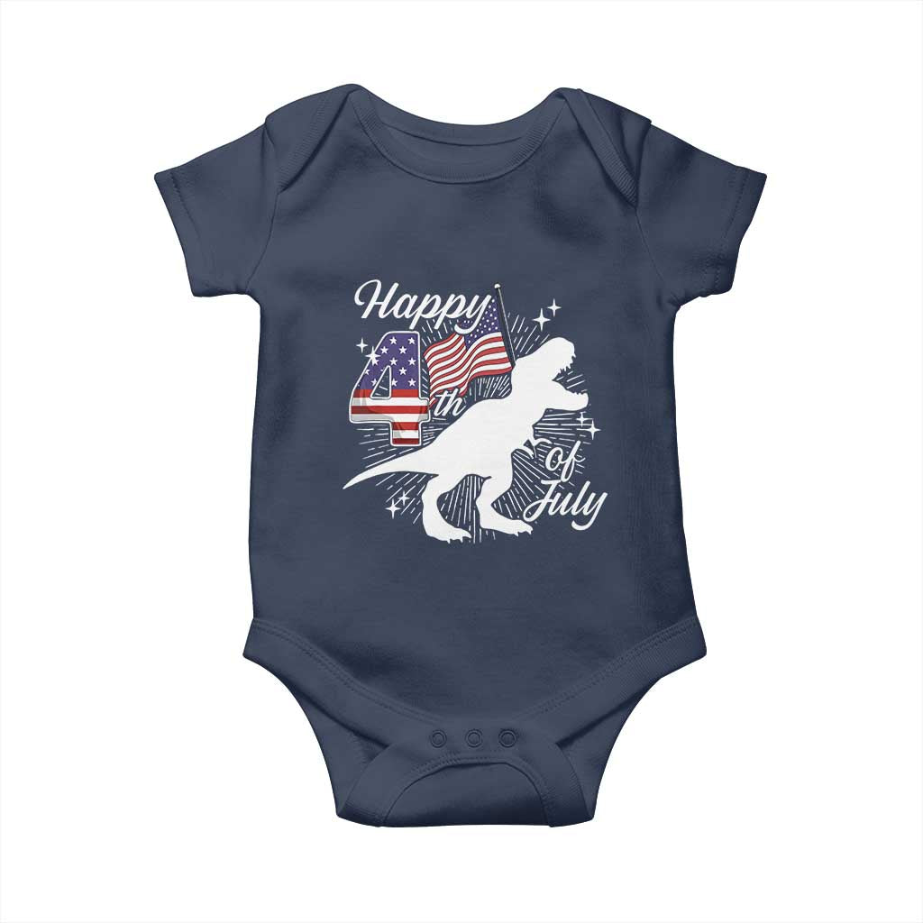 Dinosaur Happy 4th of July Baby Onesie Patriotic American Flag USA TS10 Navy Print Your Wear