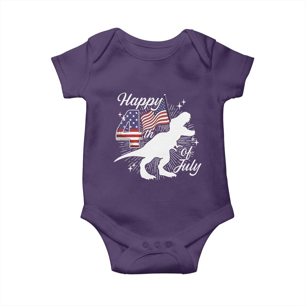 Dinosaur Happy 4th of July Baby Onesie Patriotic American Flag USA TS10 Purple Print Your Wear