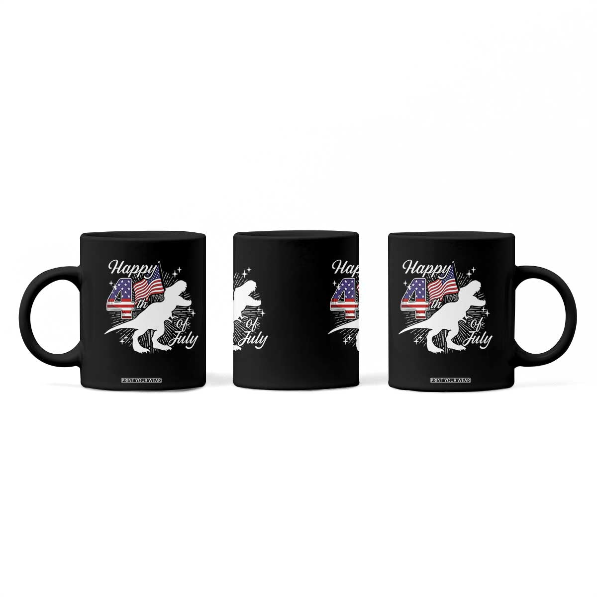 Dinosaur Happy 4th of July Coffee Mug Patriotic American Flag USA TS10 Print Your Wear
