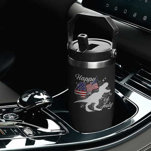 Dinosaur Happy 4th of July Flip Straw Tumbler Patriotic American Flag USA TS10 Print Your Wear