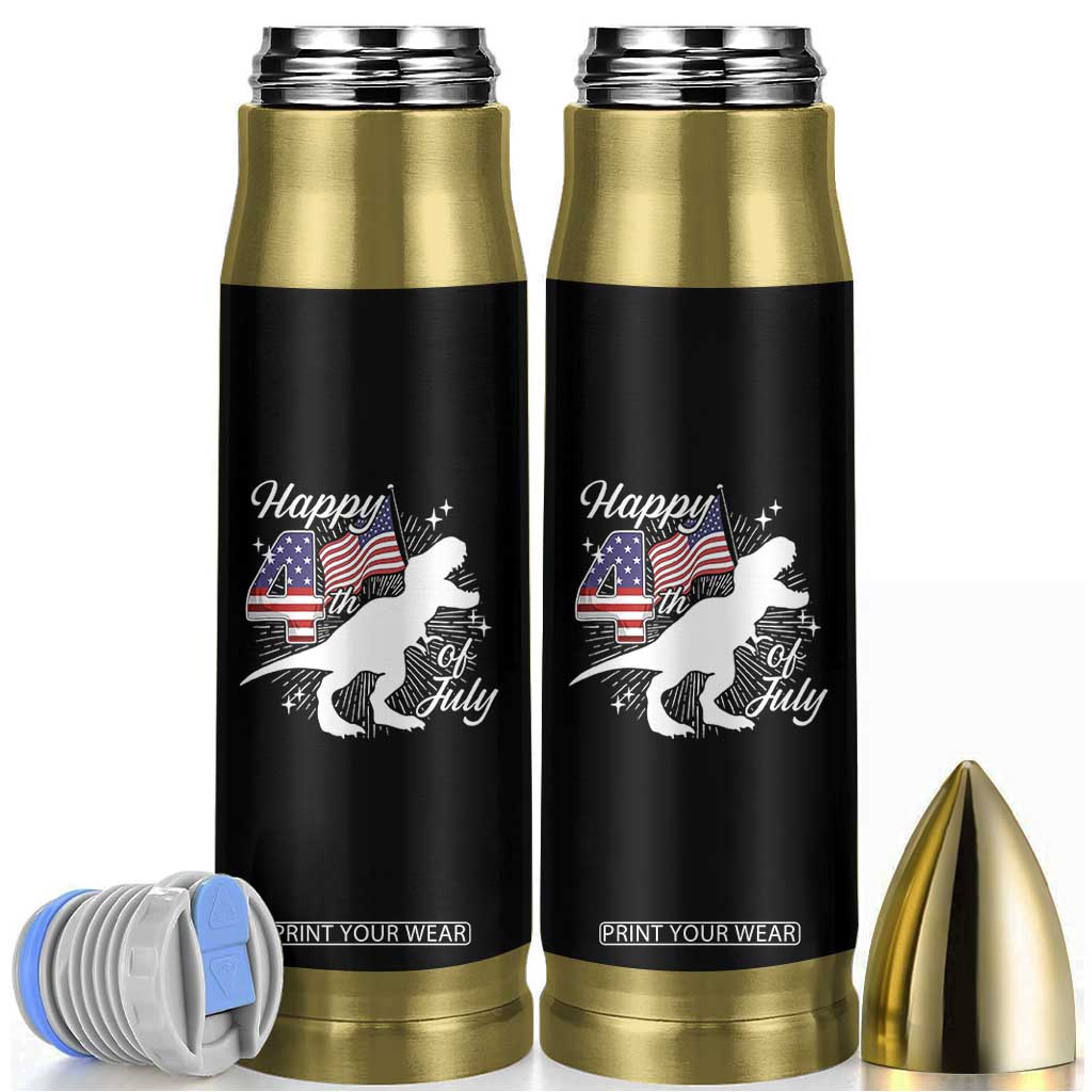 Dinosaur Happy 4th of July Bullet Tumbler Patriotic American Flag USA TS10 Black Print Your Wear