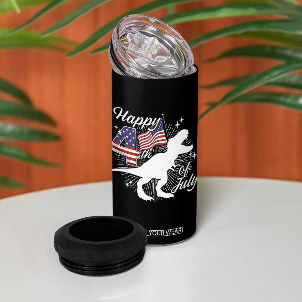 Dinosaur Happy 4th of July 4 in 1 Can Cooler Tumbler Patriotic American Flag USA TS10 Print Your Wear