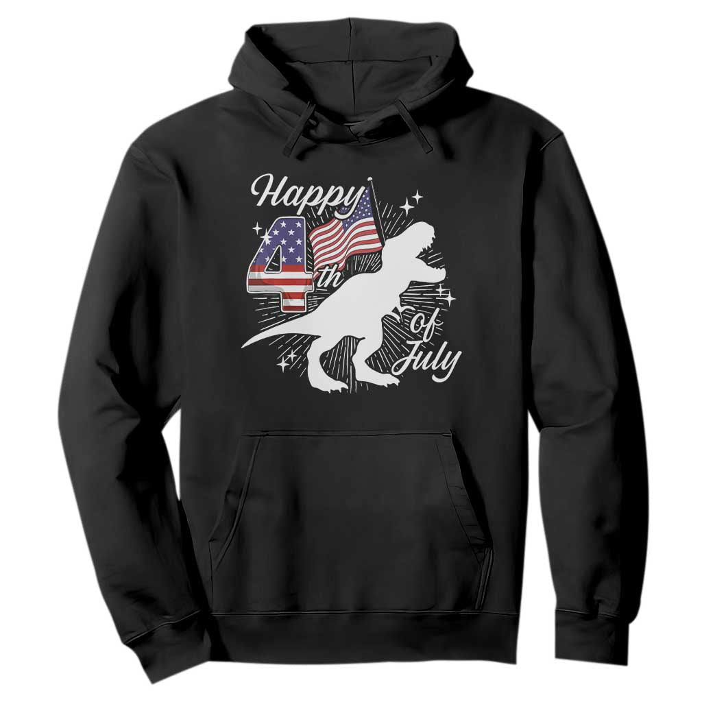 Dinosaur Happy 4th of July Hoodie Patriotic American Flag USA TS10 Black Print Your Wear