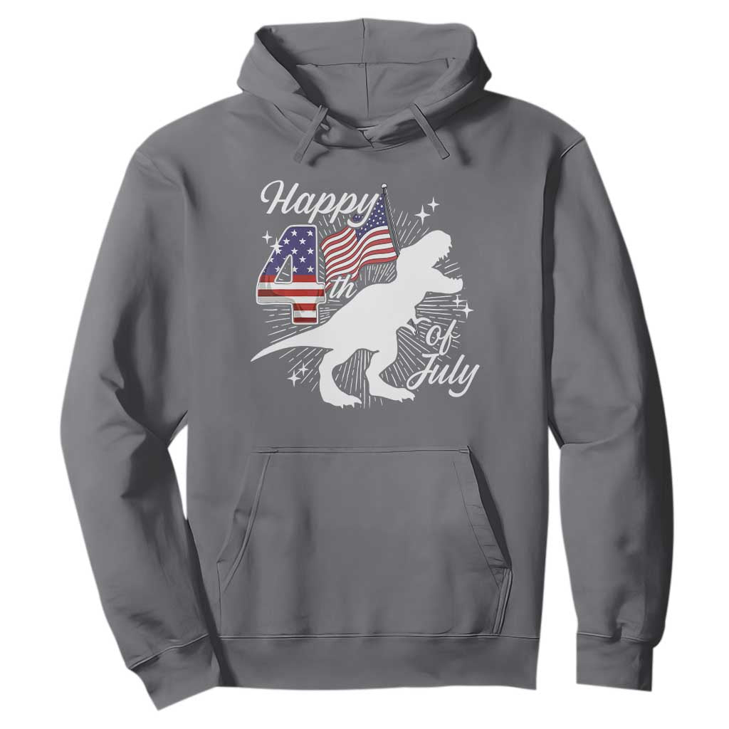 Dinosaur Happy 4th of July Hoodie Patriotic American Flag USA TS10 Charcoal Print Your Wear