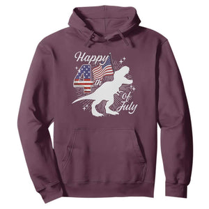 Dinosaur Happy 4th of July Hoodie Patriotic American Flag USA TS10 Maroon Print Your Wear