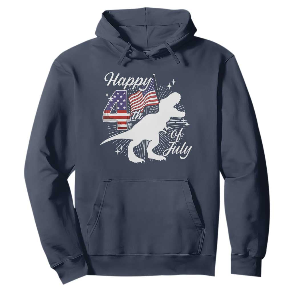 Dinosaur Happy 4th of July Hoodie Patriotic American Flag USA TS10 Navy Print Your Wear