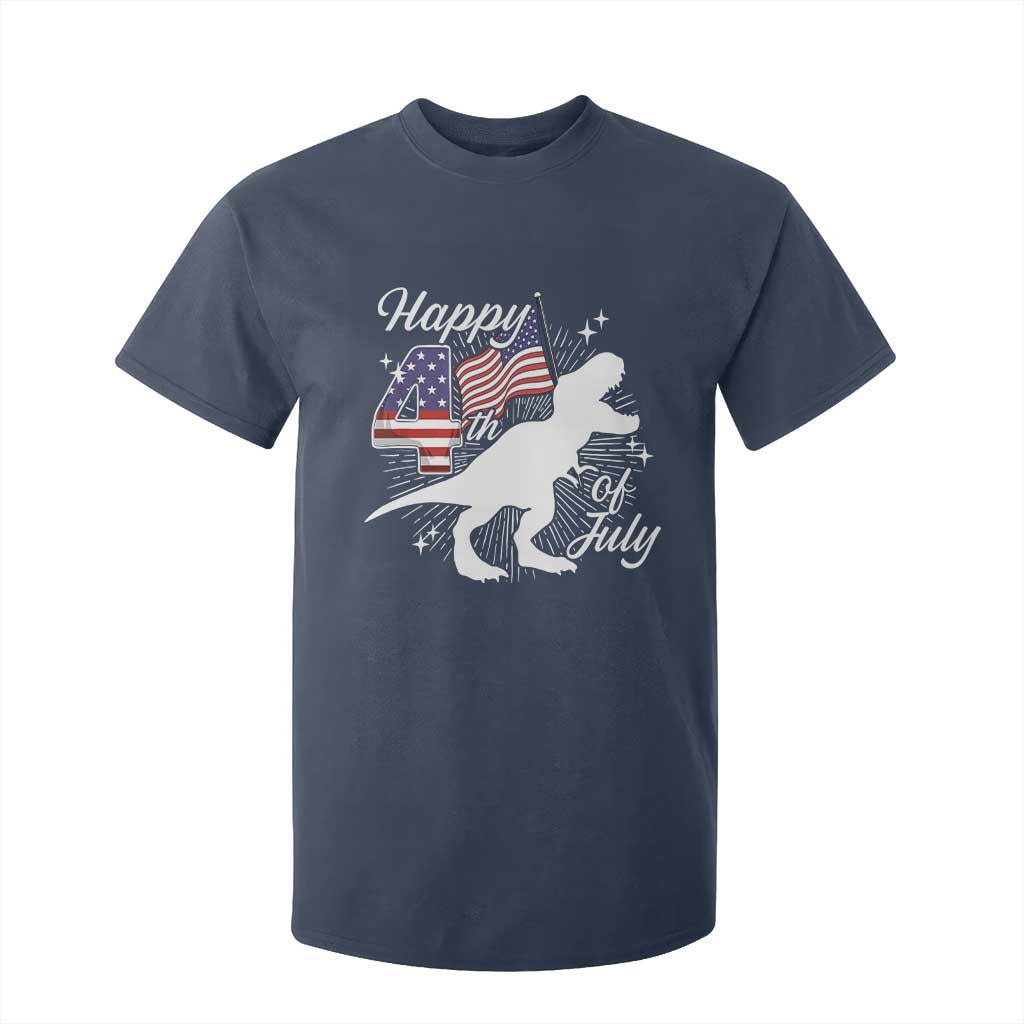 Dinosaur Happy 4th of July T Shirt For Kid Patriotic American Flag USA TS10 Navy Print Your Wear