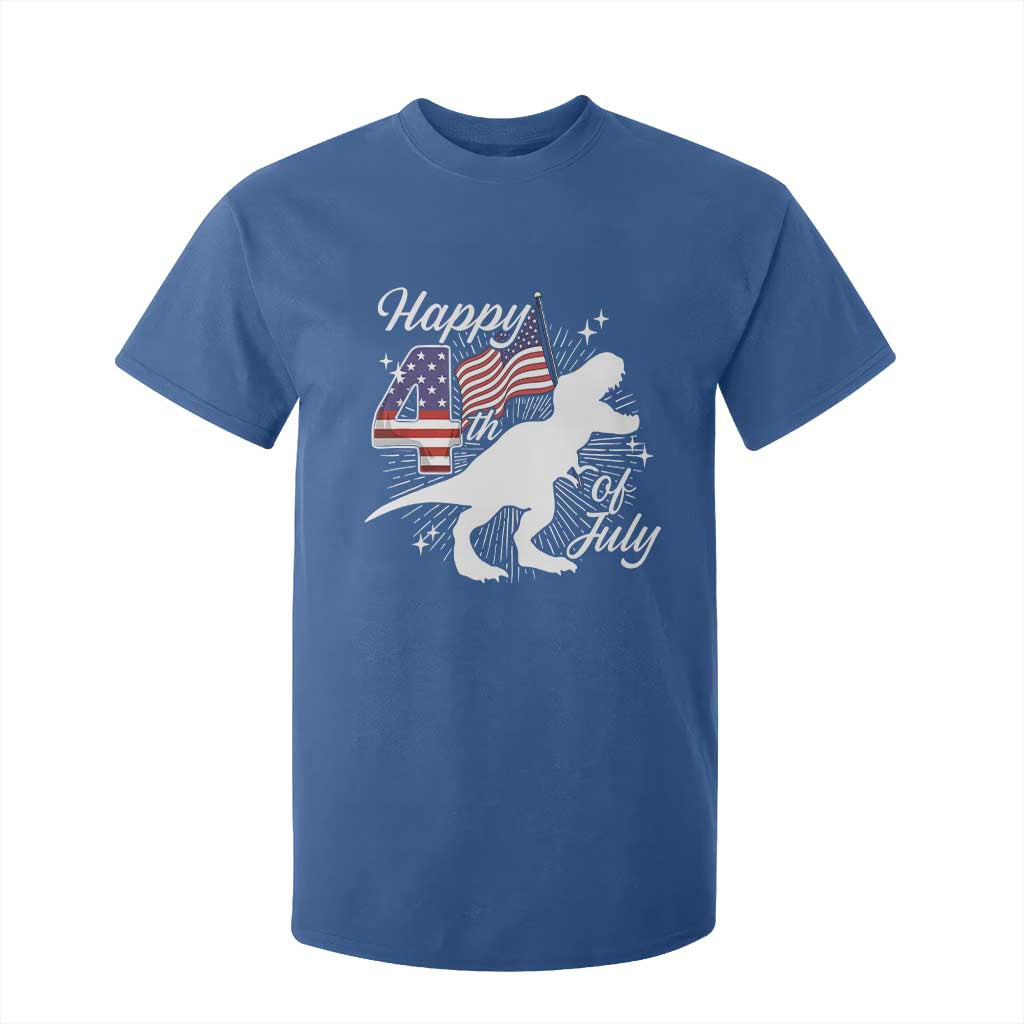 Dinosaur Happy 4th of July T Shirt For Kid Patriotic American Flag USA TS10 Royal Blue Print Your Wear
