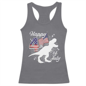 Dinosaur Happy 4th of July Racerback Tank Top Patriotic American Flag USA TS10 Charcoal Print Your Wear
