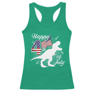 Dinosaur Happy 4th of July Racerback Tank Top Patriotic American Flag USA TS10 Irish Green Print Your Wear