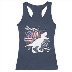 Dinosaur Happy 4th of July Racerback Tank Top Patriotic American Flag USA TS10 Navy Print Your Wear