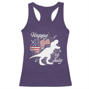 Dinosaur Happy 4th of July Racerback Tank Top Patriotic American Flag USA TS10 Purple Print Your Wear