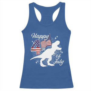 Dinosaur Happy 4th of July Racerback Tank Top Patriotic American Flag USA TS10 Royal Blue Print Your Wear