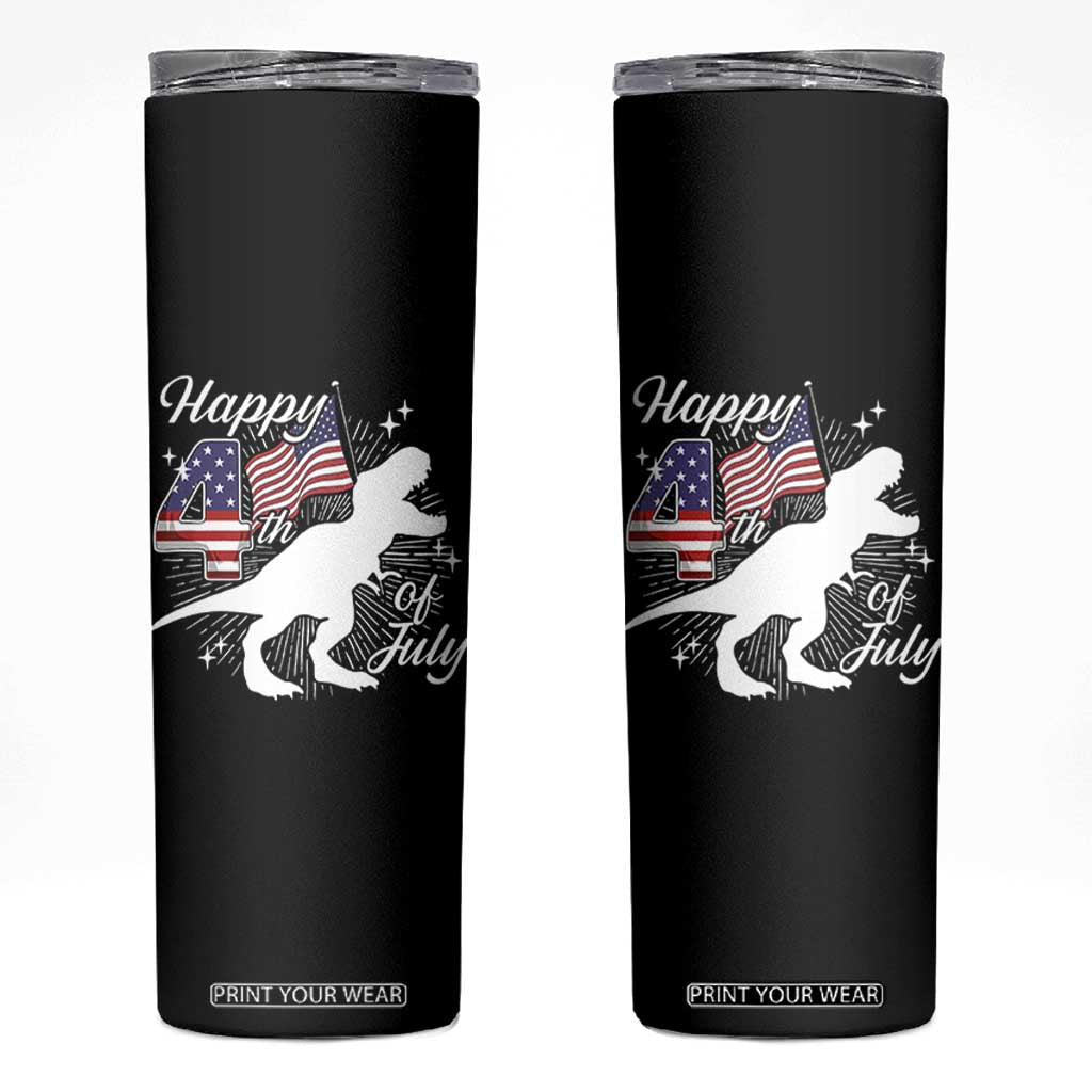 Dinosaur Happy 4th of July Skinny Tumbler Patriotic American Flag USA TS10 Black Print Your Wear