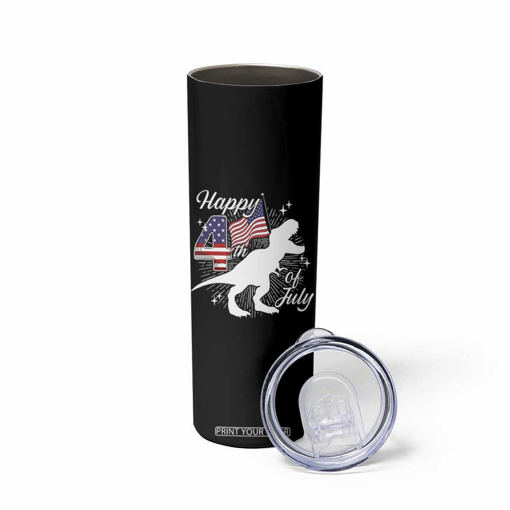 Dinosaur Happy 4th of July Skinny Tumbler Patriotic American Flag USA TS10 Print Your Wear