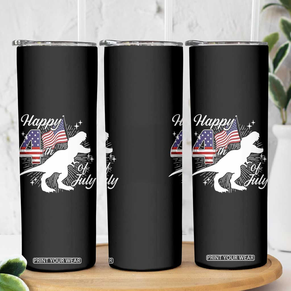 Dinosaur Happy 4th of July Skinny Tumbler Patriotic American Flag USA TS10 Print Your Wear
