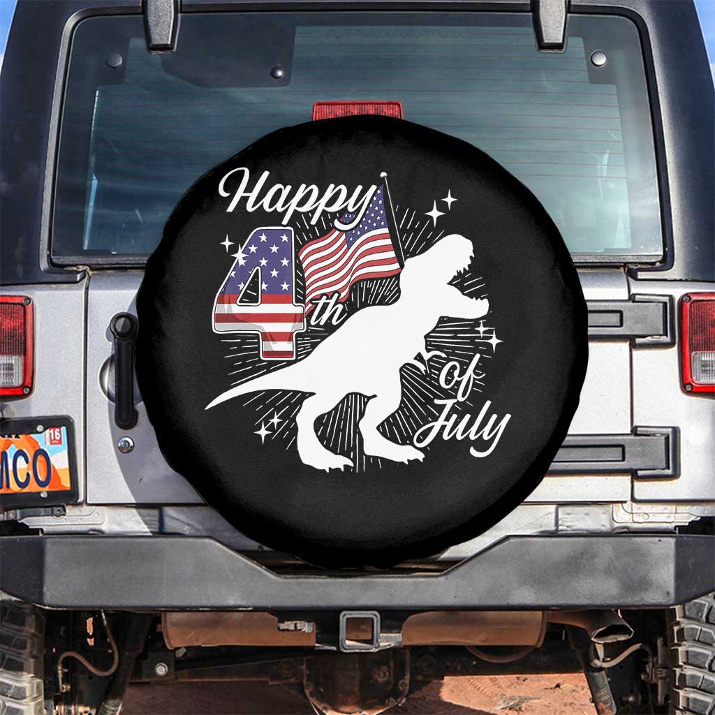Dinosaur Happy 4th of July Spare Tire Cover Patriotic American Flag USA TS10 No hole Black Print Your Wear