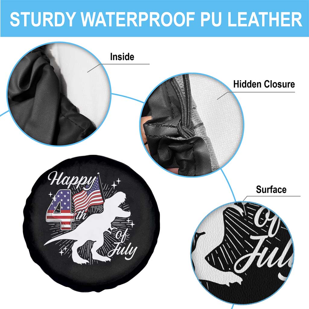 Dinosaur Happy 4th of July Spare Tire Cover Patriotic American Flag USA TS10 Print Your Wear